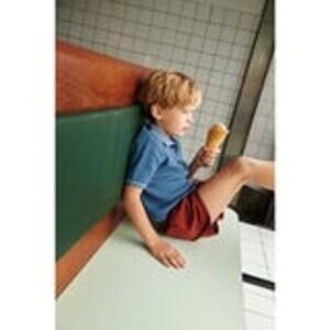 FUB Structure Polo Shirt Washed Indigo Organic Cotton Knit Short Sleeve Boys Top